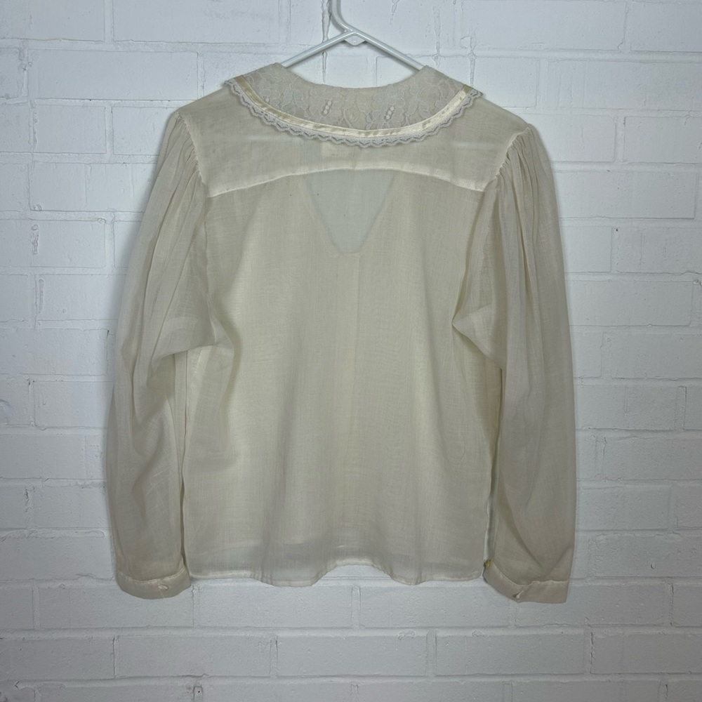 Vintage Gunne Sax Button Up Top with Lace Collar - Picture 7 of 8